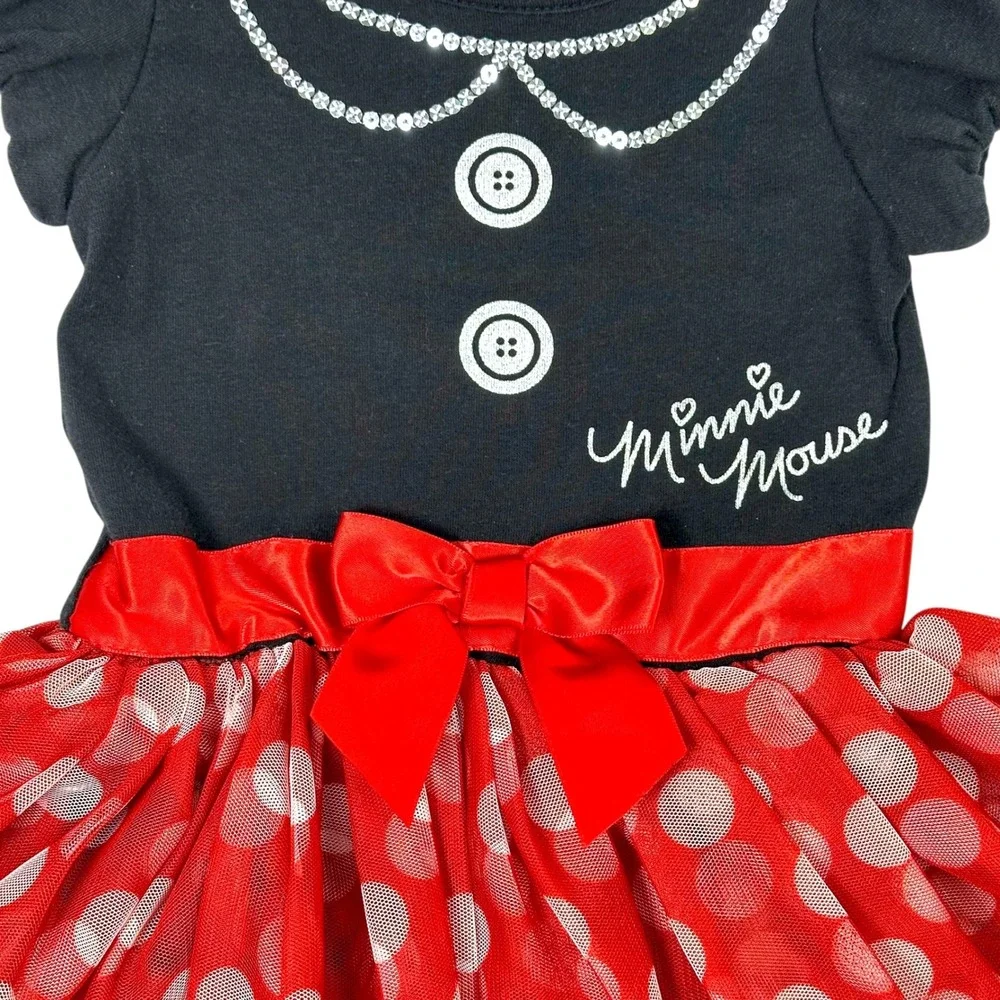 Disney Baby Minnie Mouse Dress 6M Black Red Polka Dot Tutu Costume Costume Party